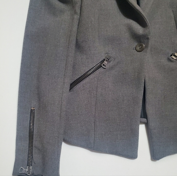 Zara FRF Collection Dark Grey Blazer--Single Button, Zippered Pockets,Size Small - Picture 3 of 7